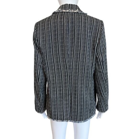 Chicos Striped Navy Tweed‎ Blazer Size S - Picture 10 of 12